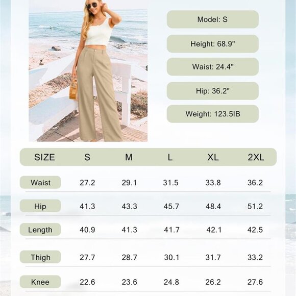 Airmenty Wide Leg Pants High Waisted - Picture 5 of 5